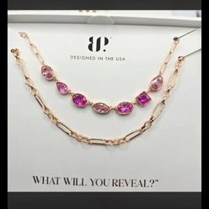 bp 2026 Luxe Layer- Rose Gold Layered Necklace with Pink Gemstone Stations